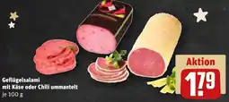 REWE Geflügelsalami mit Käse oder Chili ummantelt Angebot