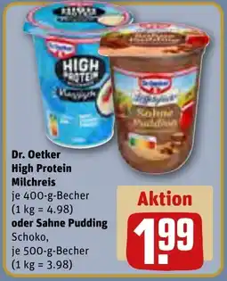 REWE Dr. Oetker High Protein Milchreis oder Sahne Pudding Angebot