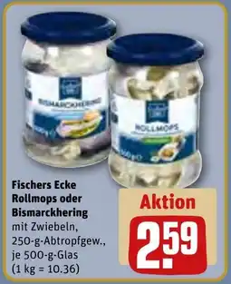 REWE Fischers Ecke Rollmops oder Bismarckhering Angebot