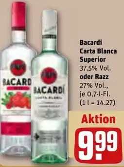 REWE Bacardi Carta Blanca Superior oder Razz Angebot