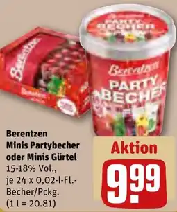 REWE Berentzen Minis Partybecher oder Minis Gürtel Angebot