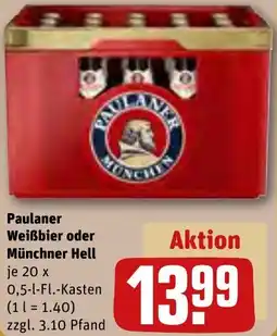 REWE Paulaner Weißbier oder Münchner Hell Angebot