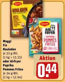 REWE Maggi Fix Rouladen oder Airfryer Paprika Pommes Frites Angebot