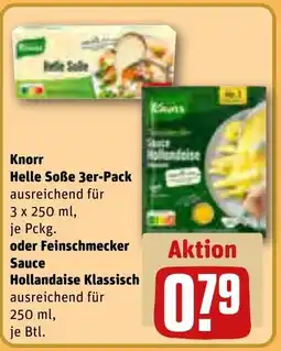 REWE Knorr Helle Soße 3er-Pack oder Feinschmecker Sauce Hollandaise Klassisch Angebot