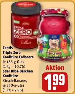 REWE Zentis Triple Zero Konfitüre Erdbeere oder Kiba-Bärchen Konfitüre Angebot