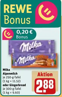 REWE Milka Alpenmilch oder Gingerbread Angebot