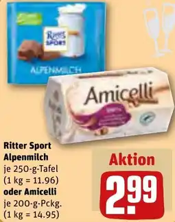 REWE Ritter Sport Alpenmilch oder Amicelli Angebot
