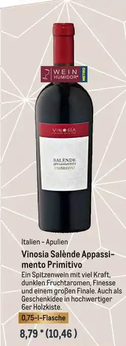 METRO Vinosia Salende Appassimento Primitivo Angebot