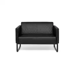 Netto Marken-Discount hjh OFFICE Lounge Sofa ARUBA BLACK Kunstleder mit Armlehnen Angebot