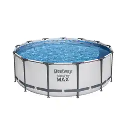 Netto Marken-Discount Bestway Steel Pro MAX Frame Pool Komplett-Set mit Filterpumpe Ø 396 x 122 cm, lichtgrau, rund Angebot