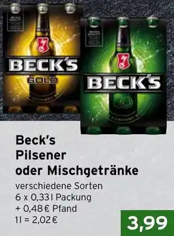 CAP Markt Beck's Pilsener oder Mischgetränke Angebot