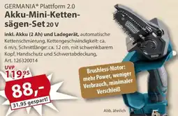 Sonderpreis Baumarkt GERMANIA Plattform 2.0 Akku-Mini-Kettensägen-Set 20 v Angebot