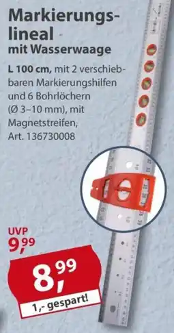 Sonderpreis Baumarkt Markierungslineal mit Wasserwaage Angebot