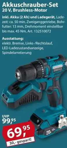 Sonderpreis Baumarkt Akkuschrauber-Set 20 V, Brushless-Motor Angebot