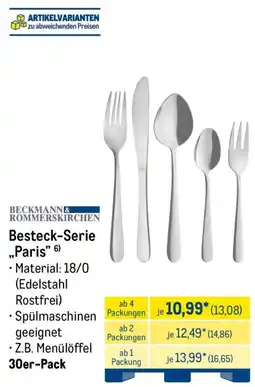 METRO BECKMANN & ROMMERSKIRCHEN Besteck-Serie „Paris" Angebot