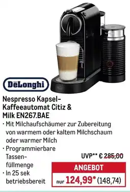 METRO DeLonghi Nespresso Kapsel- Kaffeeautomat Citiz & Milk EN267.BAE Angebot