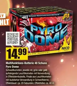 V Baumarkt NICO Feuerwerk Multifunktions-Batterie 48 Schuss Pyro Dome Angebot