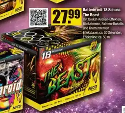 V Baumarkt NICO Feuerwerk Batterie mit 18 Schuss The Beast Angebot