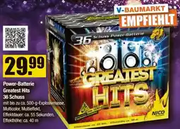 V Baumarkt NICO Feuerwerk Power-Batterie Greatest Hits 36 Schuss Angebot