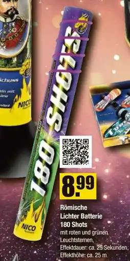 V Baumarkt NICO Feuerwerk Römische Lichter Batterie 180 Shots Angebot