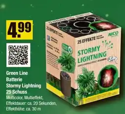 V Baumarkt NICO Feuerwerk Green Line Batterie Stormy Lightning 25 Schuss Angebot
