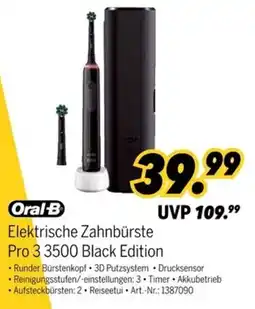 MEDIMAX Oral-B Elektrische Zahnbürste Pro 3 3500 Black Edition Angebot