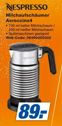 expert Techno Land NESPRESSO Milchaufschäumer Aeroccino4 Angebot