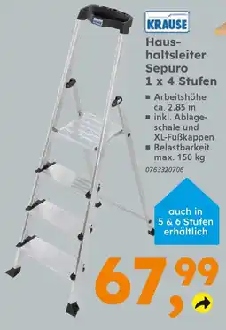 Globus Baumarkt KRAUSE Haushaltsleiter Sepuro 1 x 4 Stufen Angebot