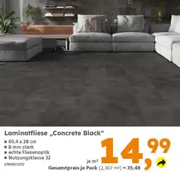 Globus Baumarkt Laminatfliese „Concrete Black" Angebot