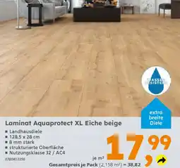 Globus Baumarkt Laminat Aquaprotect XL Eiche beige Angebot