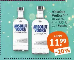 tegut Absolut vodka Angebot