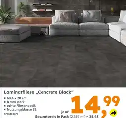 Globus Baumarkt Laminatfliese concrete black Angebot