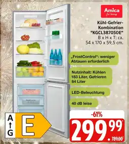Marktkauf Amica kühl-gefrier-kombination kgcl387050e Angebot