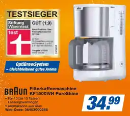 expert Techno Land BRAUN Filterkaffeemaschine KF1500WH PureShine Angebot