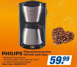 expert Techno Land PHILIPS Filterkaffeemaschine HD7548 Café Gaia Angebot