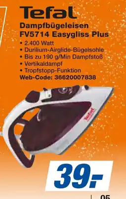 expert Techno Land Tefal Dampfbügeleisen FV5714 Easygliss Plus Angebot