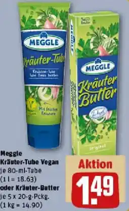 REWE Meggle Kräuter Tube Vegan oder Kräuter Butter Angebot
