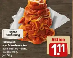 REWE Eigene Herstellung Tellerspieß vom Schweinenacken Angebot