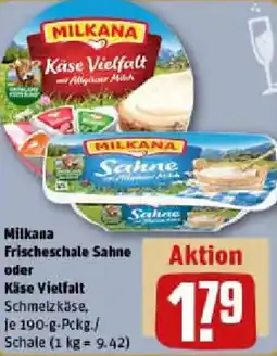 REWE Milkana Frischeschale Sahne oder Käse Vielfalt Angebot
