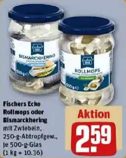 REWE Fischers Ecke Rollmops oder Bismarckhering Angebot