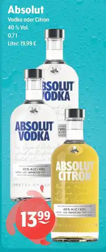 Getränke Hoffmann Absolut Vodka oder Citron Angebot