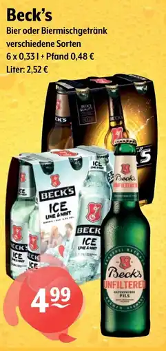 Getränke Hoffmann Beck's Bier oder Biermischgetränk Angebot