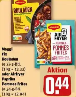 REWE Maggi Fix Rouladenoder Airfryer Paprika Pommes Frites Angebot