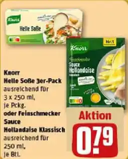 REWE Knorr Helle Soße 3er-Pack oder Feinschmecker Sauce Hollandaise Klassisch Angebot