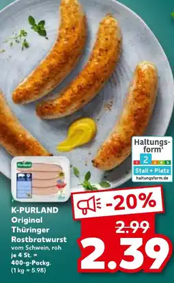 Kaufland K-PURLAND Original Thüringer Rostbratwurst Angebot