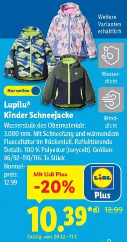 Lidl Lupilu Kinder Schneejacke Angebot