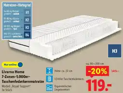 Lidl Livarno Home 7-Zonen-1.000er Taschenfederkernmatratze Angebot