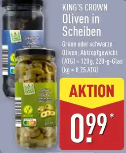 Aldi Nord KING'S CROWN Oliven in Scheiben Angebot