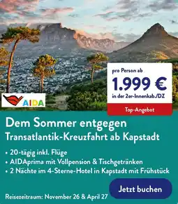 Aldi Nord Dem Sommer entgegen Transatlantik-Kreuzfahrt ab Kapstadt Angebot