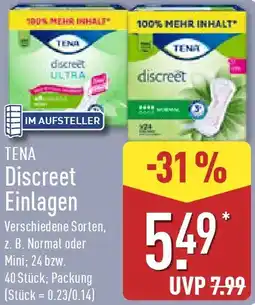 Aldi Nord TENA Discreet Einlagen Angebot